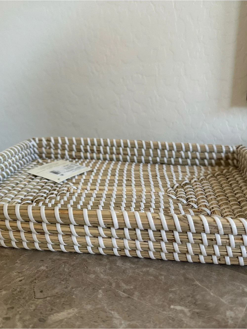 Southern Living Natural and White Woven Bath Accessory Set